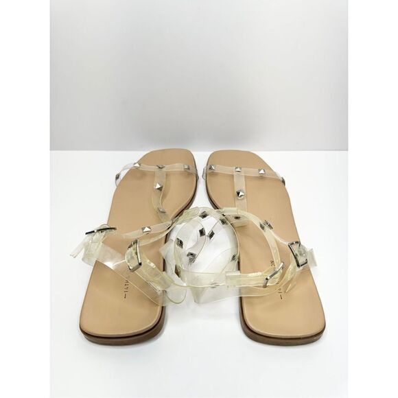 14th & Union Sandals Womens Size 8 Clear Finley Studded Open Toe Ankle Strap - Picture 5 of 9